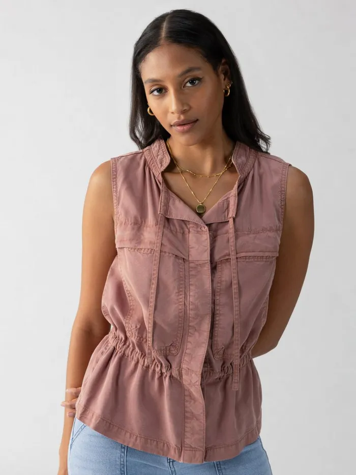 Leah Surplus Vest Washed Clay Women Sanctuary Clothing Jackets and Outerwear