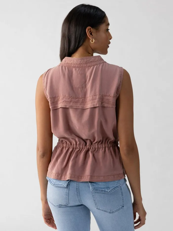 Leah Surplus Vest Washed Clay Women Sanctuary Clothing Jackets and Outerwear