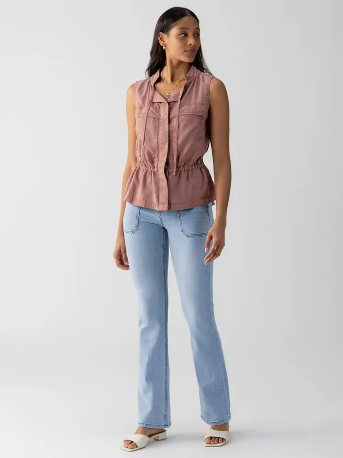 Leah Surplus Vest Washed Clay Women Sanctuary Clothing Jackets and Outerwear