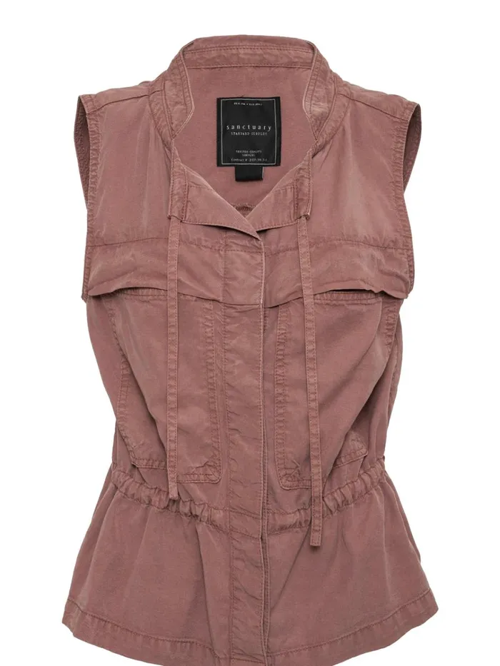Leah Surplus Vest Washed Clay Women Sanctuary Clothing Jackets and Outerwear