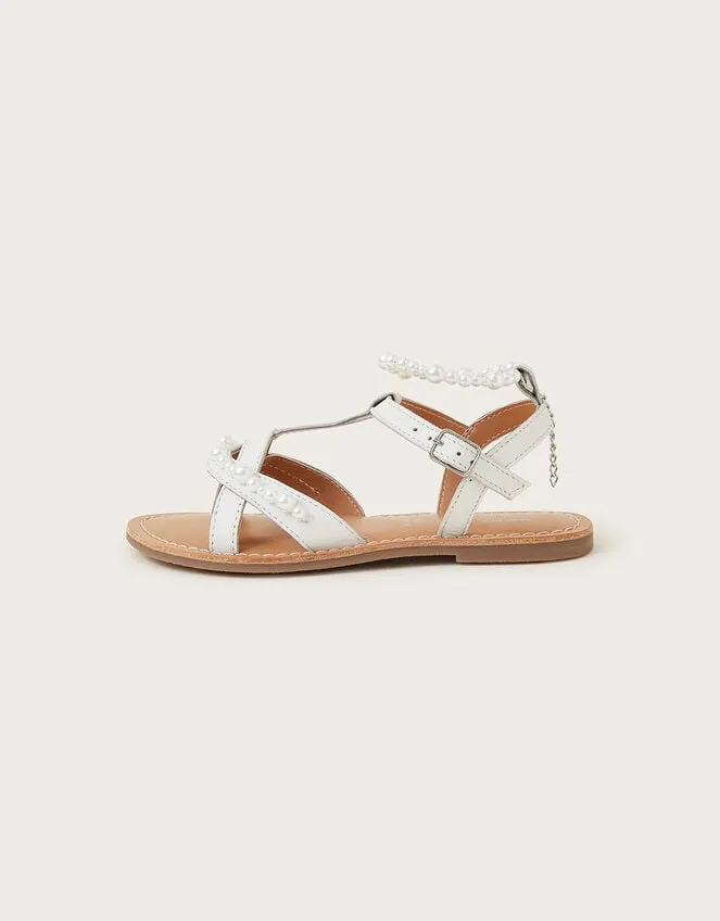 Leather Anklet Beaded Sandals Ivory Children Monsoon Girls039 Shoes and Sandals
