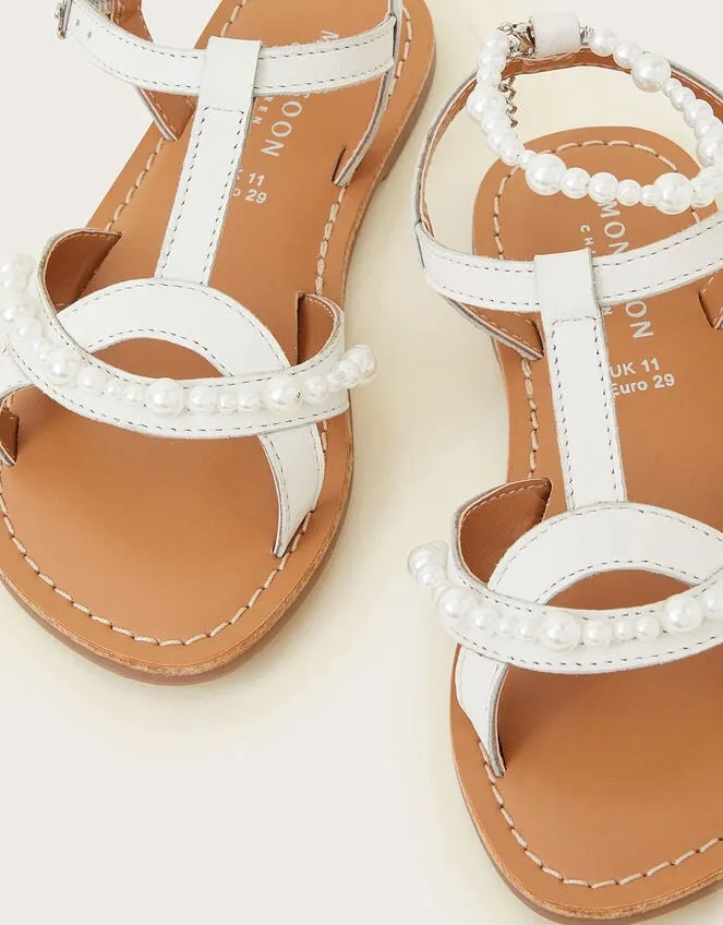 Leather Anklet Beaded Sandals Ivory Children Monsoon Girls039 Shoes and Sandals