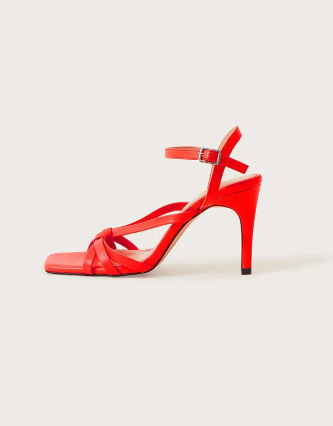 Leather Barely There Heeled Sandals Orange Women Monsoon Sandals
