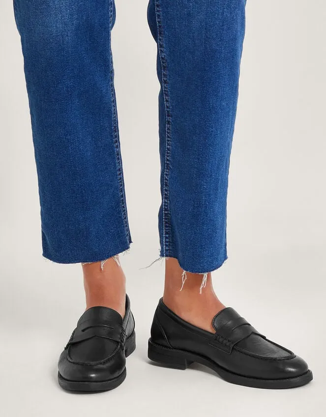 Leather Loafers Black Women Monsoon Flats