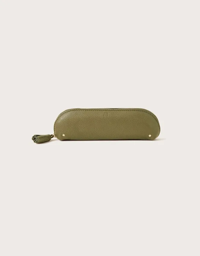 Leather Pencil Case Green Women Monsoon Bags and Purses
