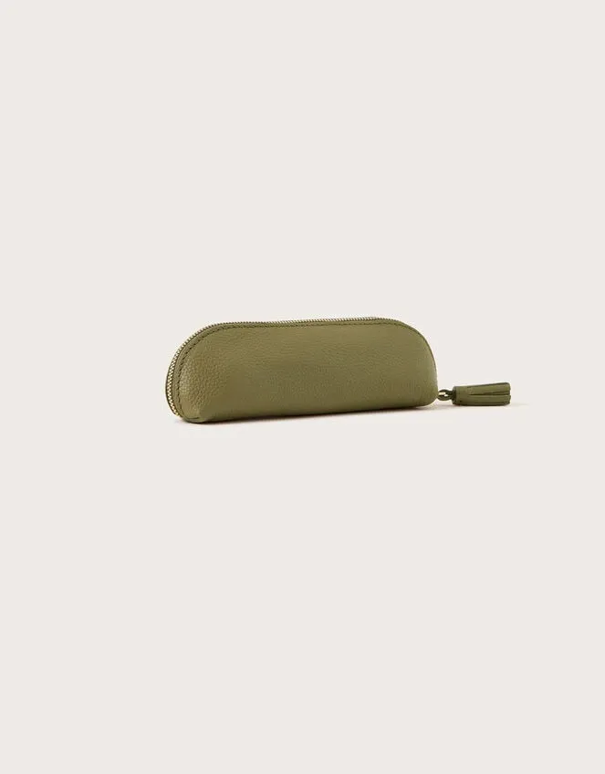 Leather Pencil Case Green Women Monsoon Bags and Purses