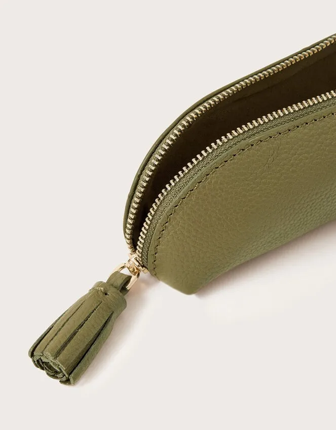 Leather Pencil Case Green Women Monsoon Bags and Purses