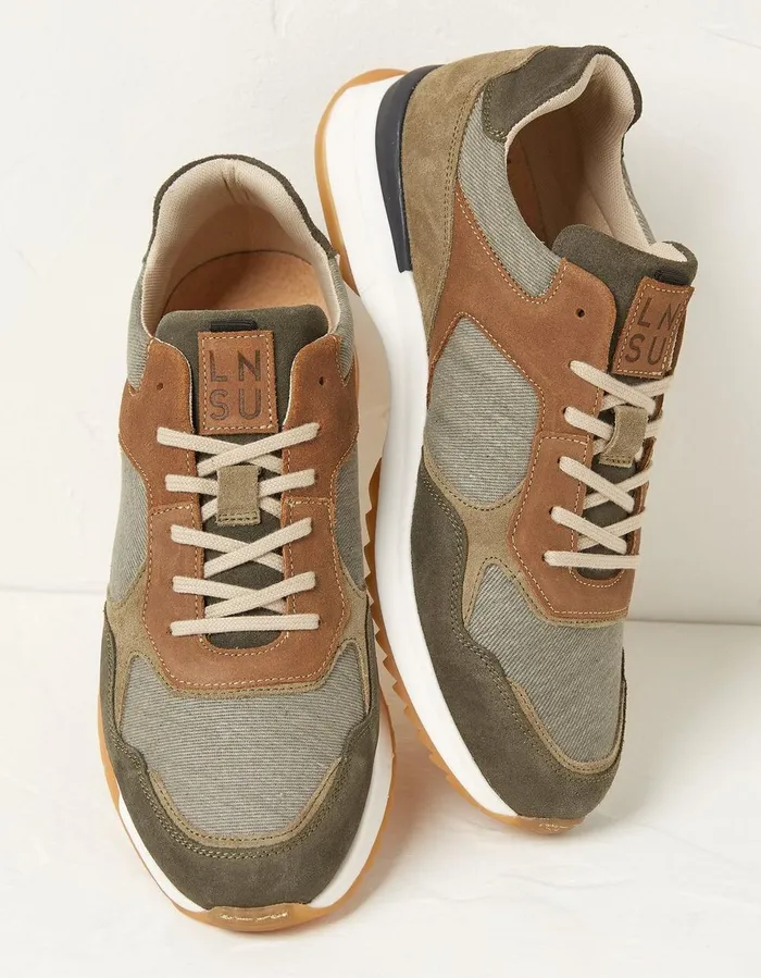 Leon Leather Trainer Grey Men FatFace Trainers
