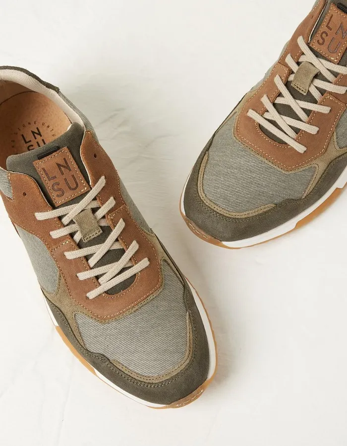 Leon Leather Trainer Grey Men FatFace Trainers