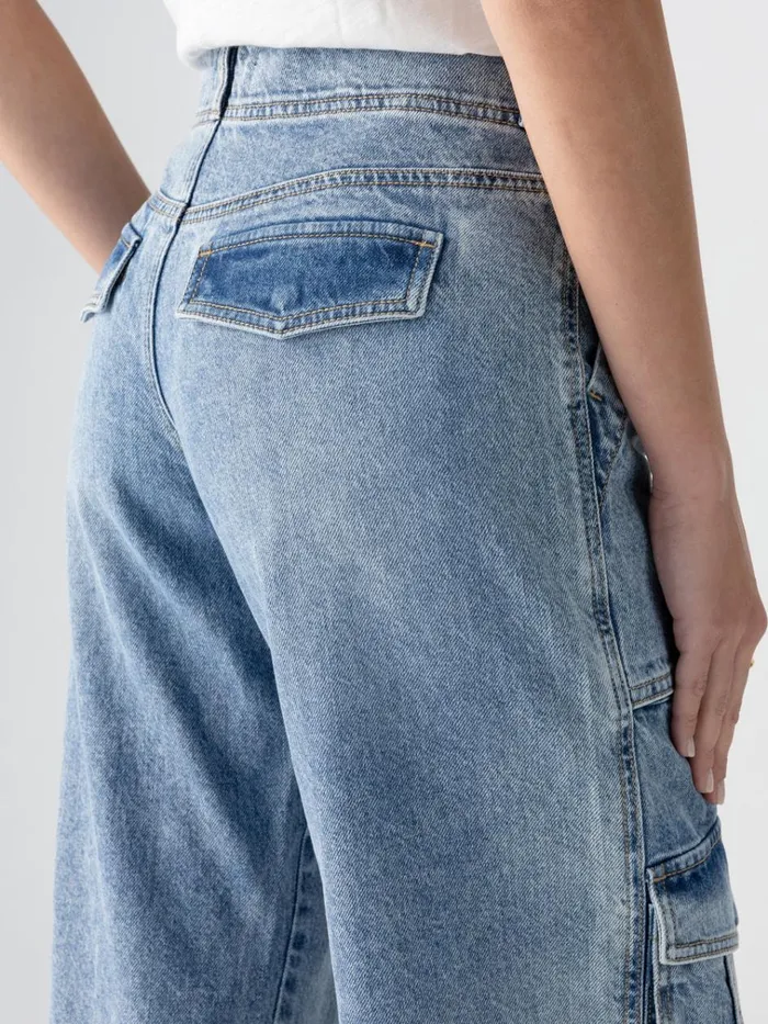 Level Up Standard Rise Denim Cargo Pant Digital Blue Women Sanctuary Clothing Pants Level Up Standard Rise Denim Cargo Pant Digital Blue Women Sanctuary Clothing Pants