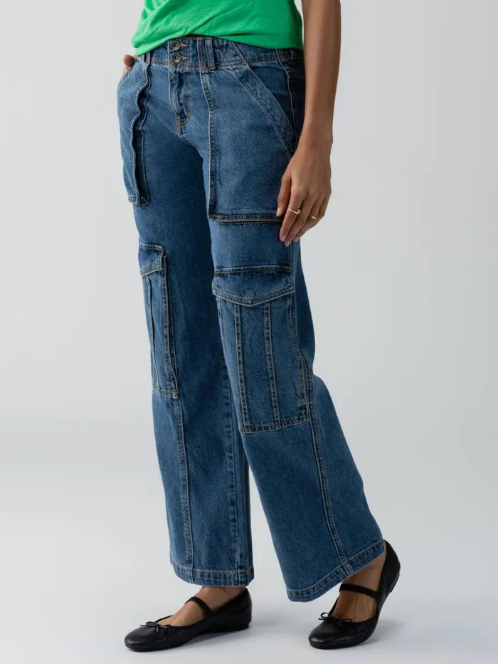 Level Up Standard Rise Denim Cargo Pant Oasis Women Sanctuary Clothing Pants