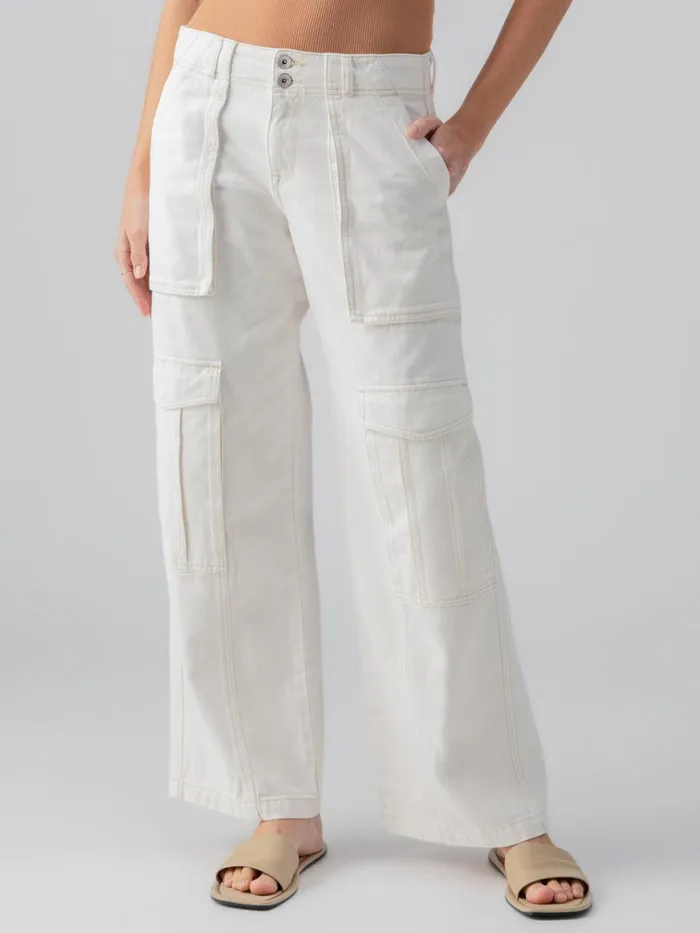 Level Up Standard Rise Denim Cargo Pant Powdered Sugar Women Sanctuary Clothing Denim