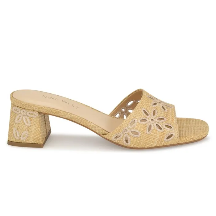 Lidey Eyelet Slide Sandals Natural Women Nine West Sandals