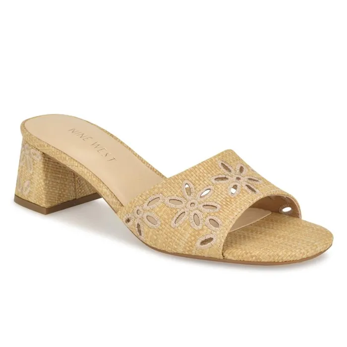 Lidey Eyelet Slide Sandals Natural Women Nine West Sandals