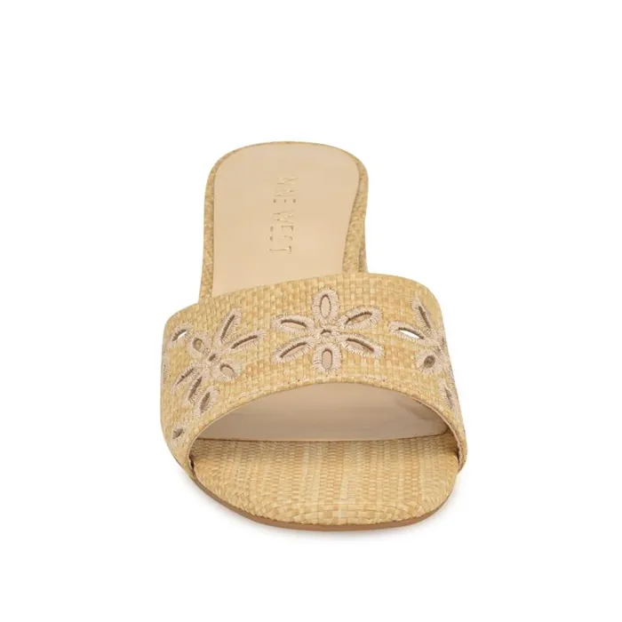 Lidey Eyelet Slide Sandals Natural Women Nine West Sandals