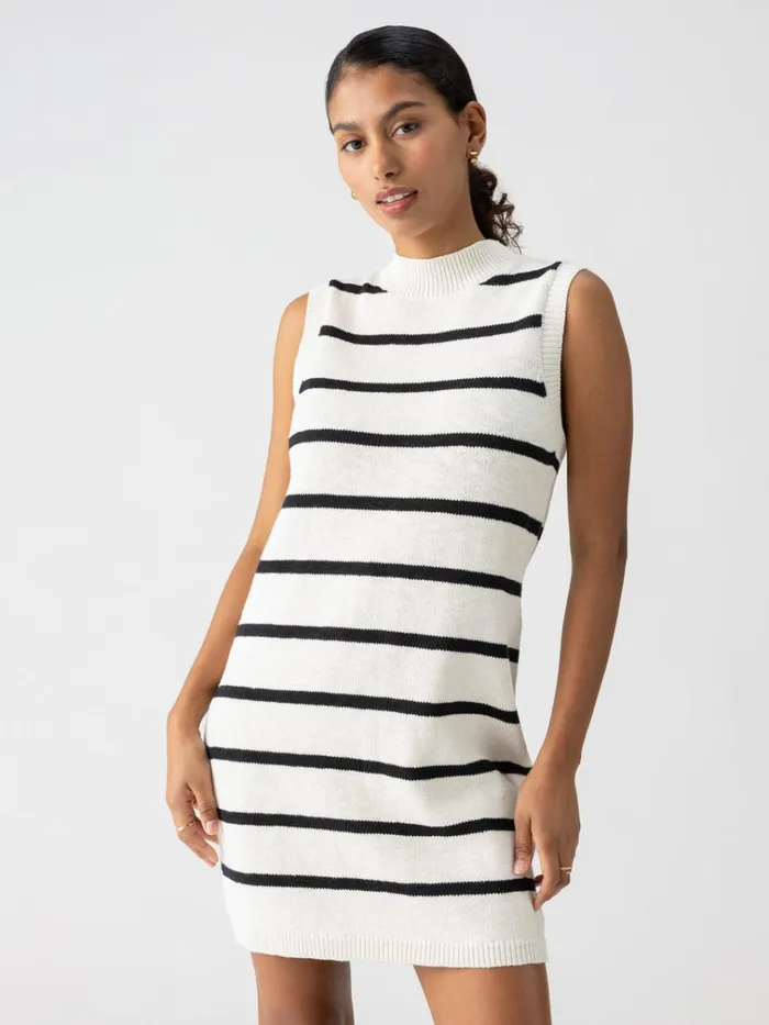 Life Is Easy Sweater Dress Chalk Black Stripe Women Sanctuary Clothing Dresses and Jumpsuits