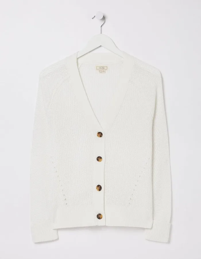 Lila Cotton Cardigan White Women FatFace Knitwear