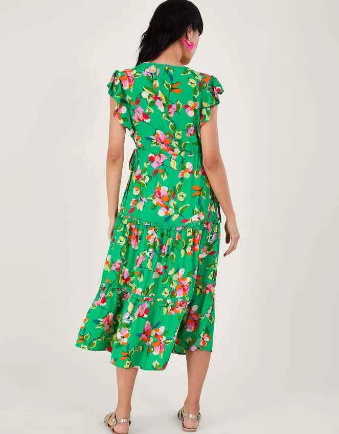 Lilou Floral Tea Dress In Sustainable Viscose Green Women Monsoon Dresses