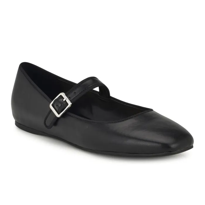 Lilow Square Toe Mary Jane Flats Black Women Nine West Flats and Loafers
