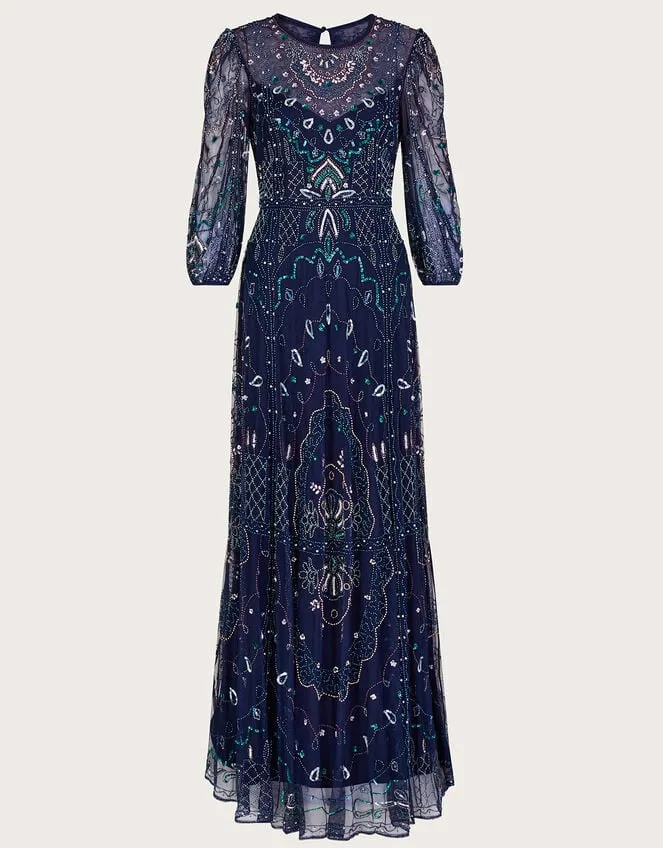 Lily Embellished Maxi Dress With Recycled Polyester Blue Women Monsoon Occasionwear