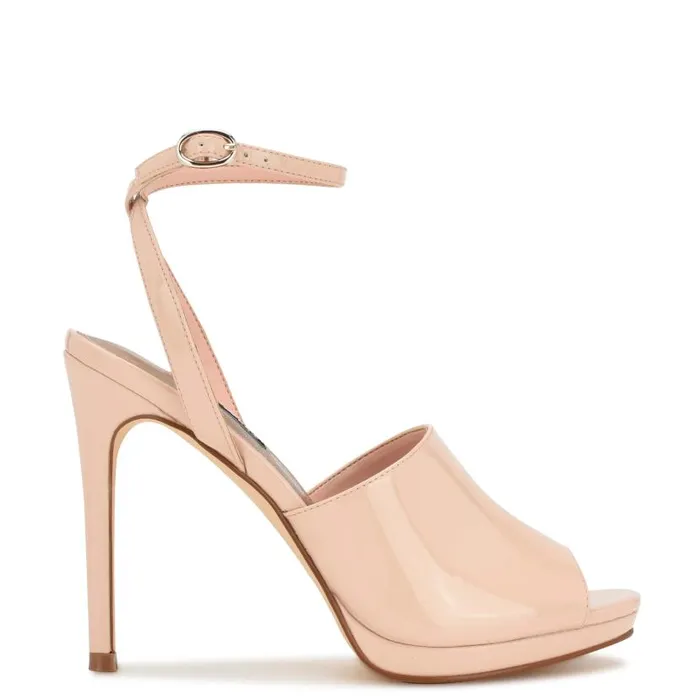 Limbery Anke Strap Sandals Light Natural Patent Women Nine West Heels