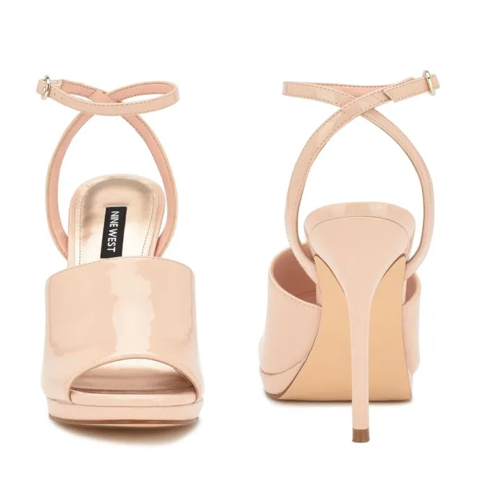 Limbery Anke Strap Sandals Light Natural Patent Women Nine West Heels