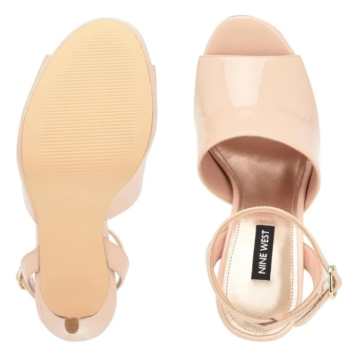 Limbery Anke Strap Sandals Light Natural Patent Women Nine West Heels
