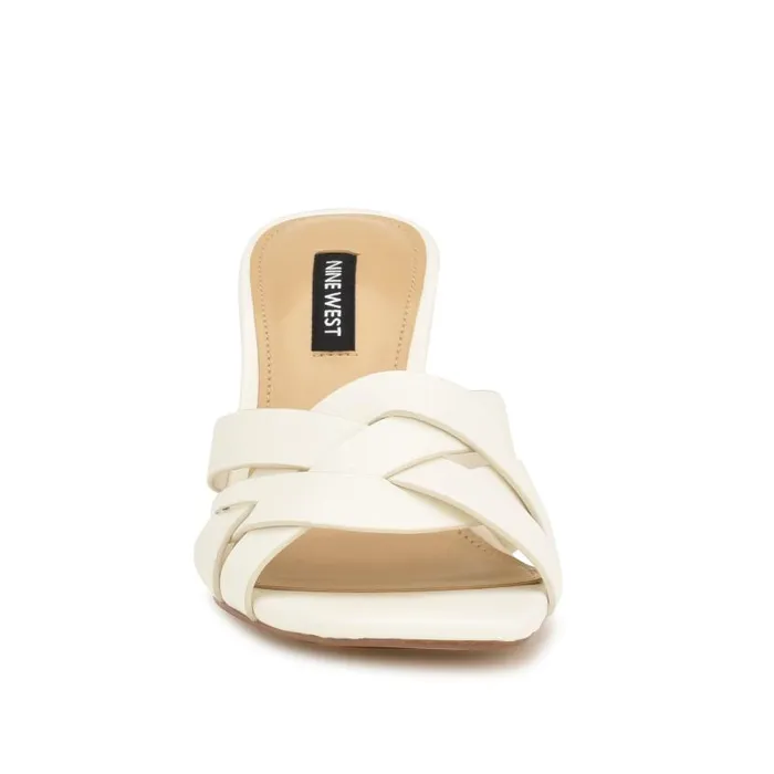 Linette Heeled Slide Sandals White Women Nine West Heels