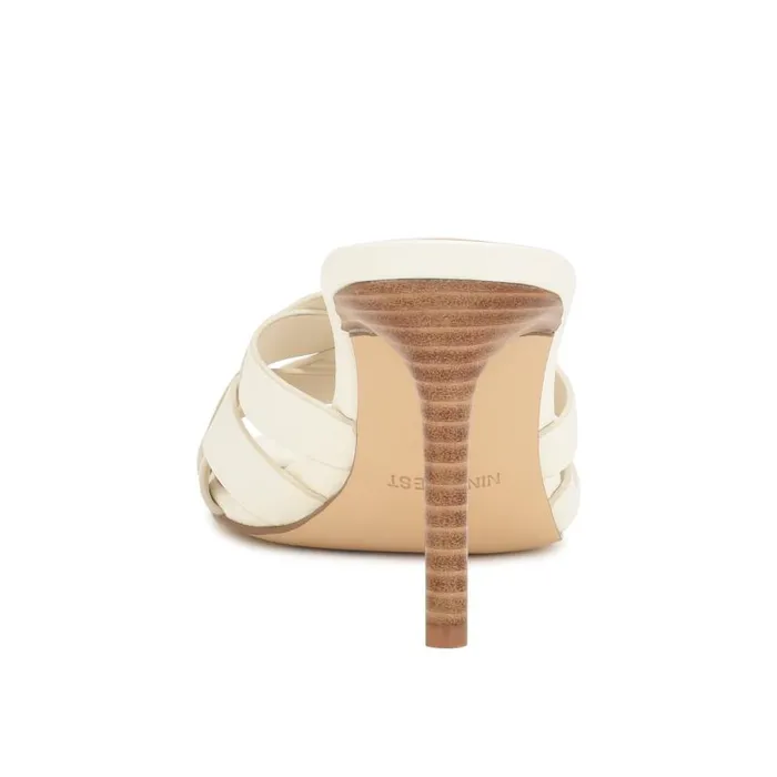 Linette Heeled Slide Sandals White Women Nine West Sandals