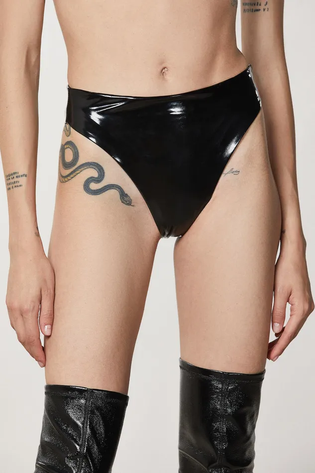 Lingerie Women Patrizia Pepe Regular Vinyl Briefs Nero