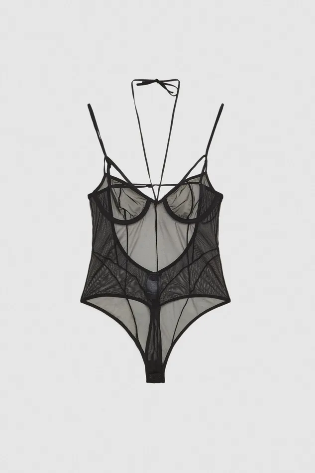 Lingerie Women Patrizia Pepe Tulle Bodysuit Nero