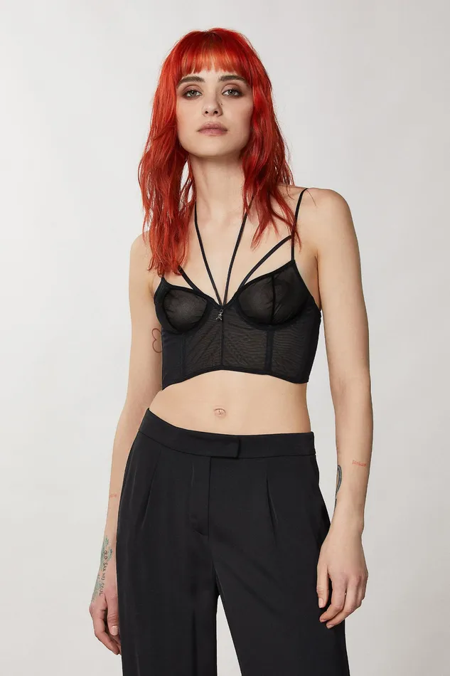 Lingerie Women Patrizia Pepe Tulle Bralette Nero