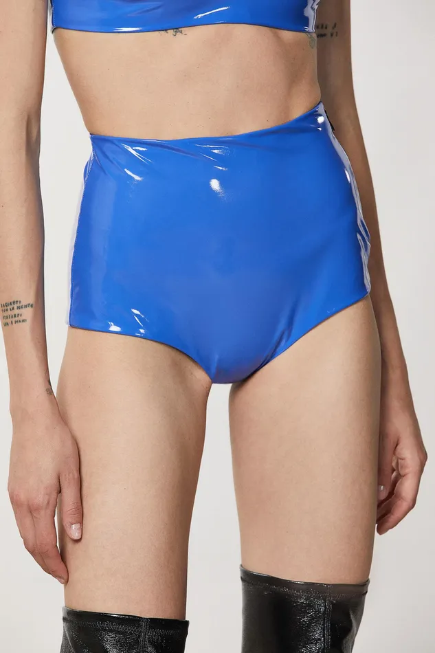 Lingerie Women Patrizia Pepe Vinyl Culotte Shorts Blue Ray