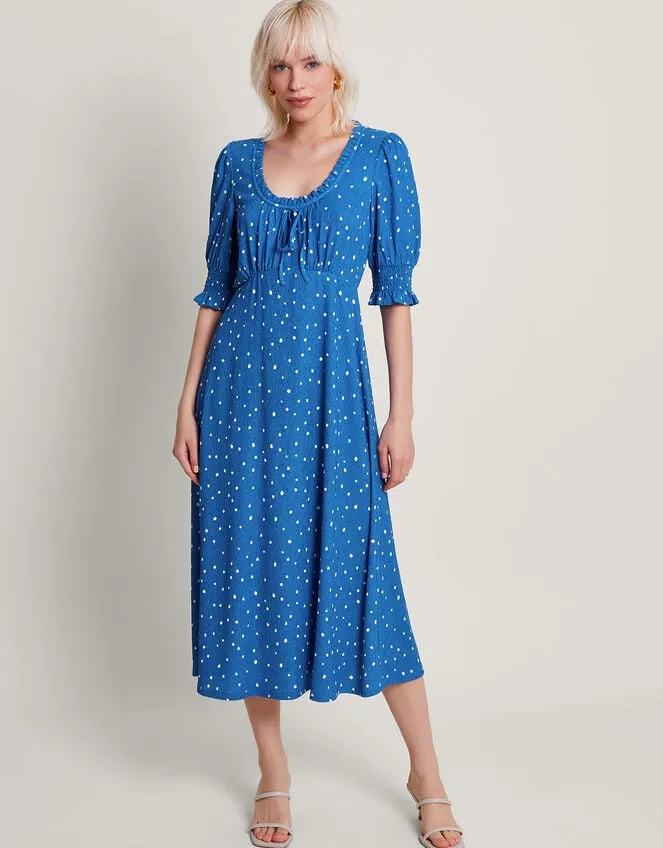 Liza Spot Jersey Dress Blue Women Monsoon Dresses