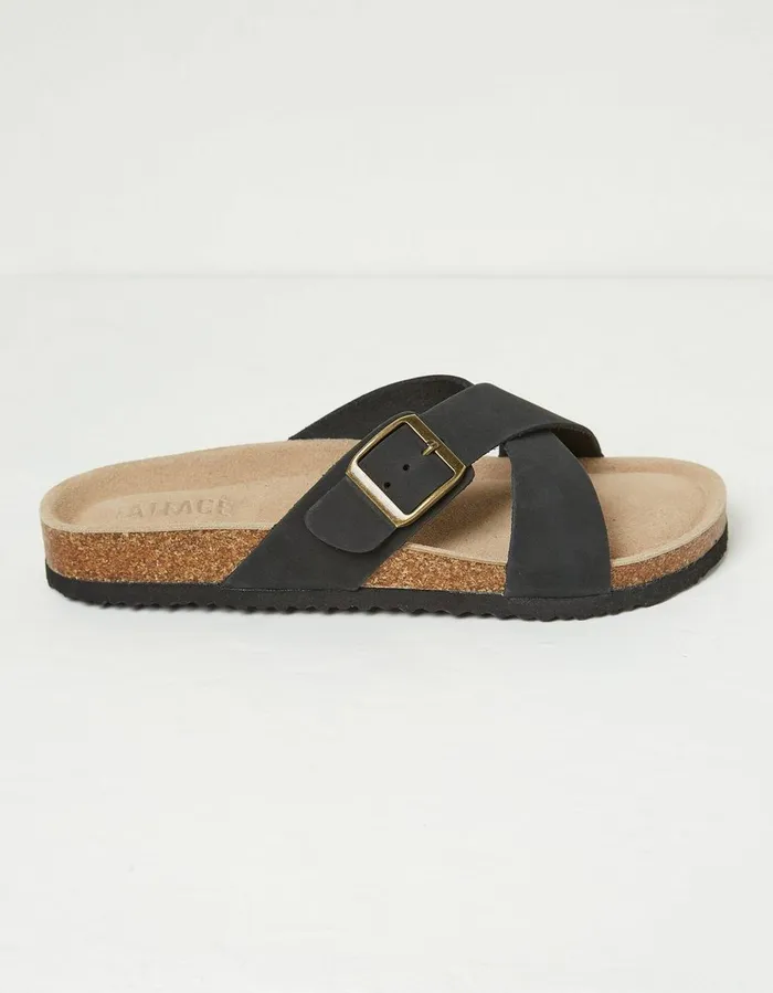 Lois Crossover Footbed Sandal Black Women FatFace Sandals