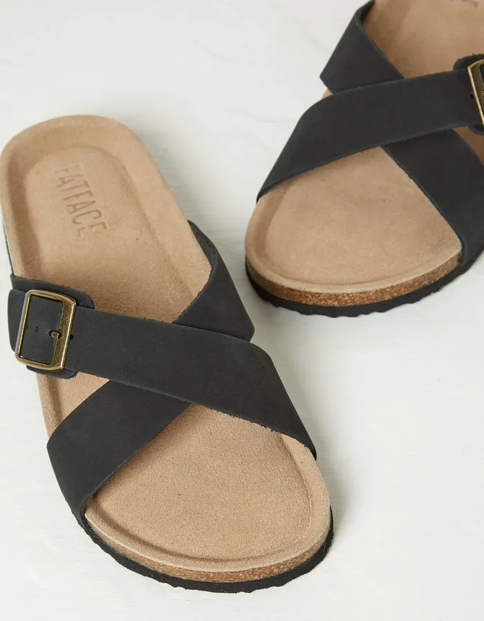 Lois Crossover Footbed Sandal Black Women FatFace Sandals