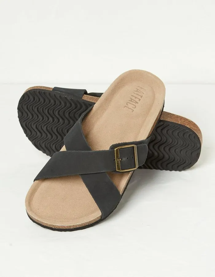 Lois Crossover Footbed Sandal Black Women FatFace Sandals