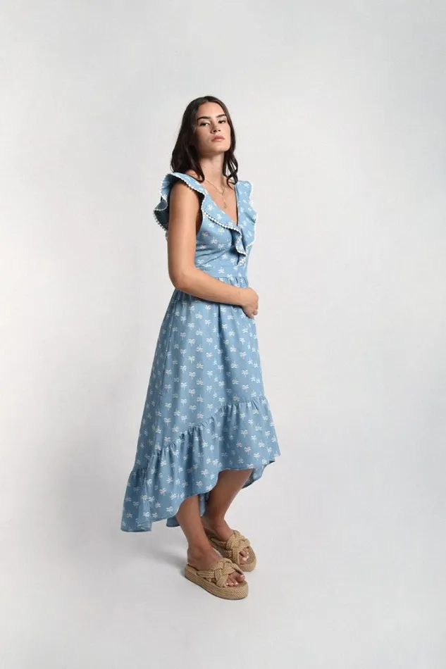 Long Dress With Crossed Straps In The Back BLUE LILOO Women Molly Bracken Dresses
