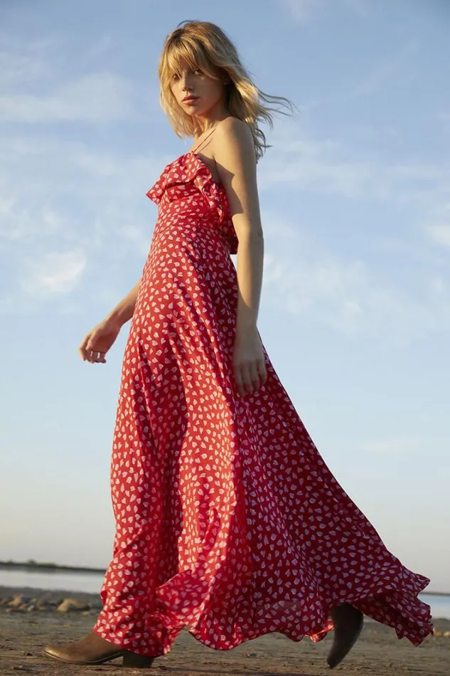 Long Dress With Heart Pattern RED MIA Women Molly Bracken Dresses
