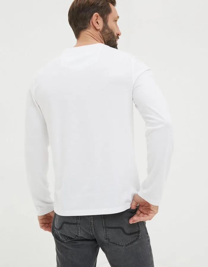 Long Sleeve Lulworth Crew Neck TShirt White Men FatFace TShirts