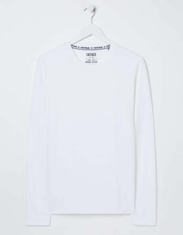 Long Sleeve Lulworth Crew Neck TShirt White Men FatFace TShirts