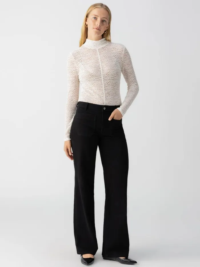 Long Sleeve Textured Mock Neck Top Chalk Women Sanctuary Clothing Tees and Tops