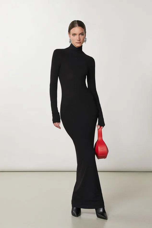 Long Women Patrizia Pepe Crepe Jersey Dress Nero