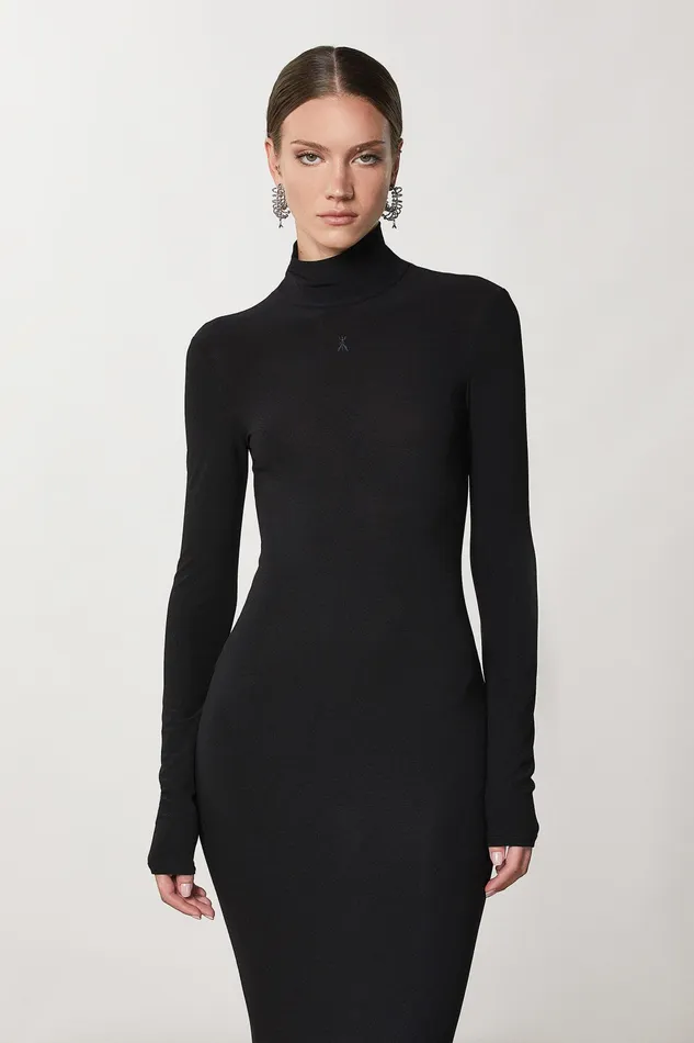 Long Women Patrizia Pepe Crepe Jersey Dress Nero