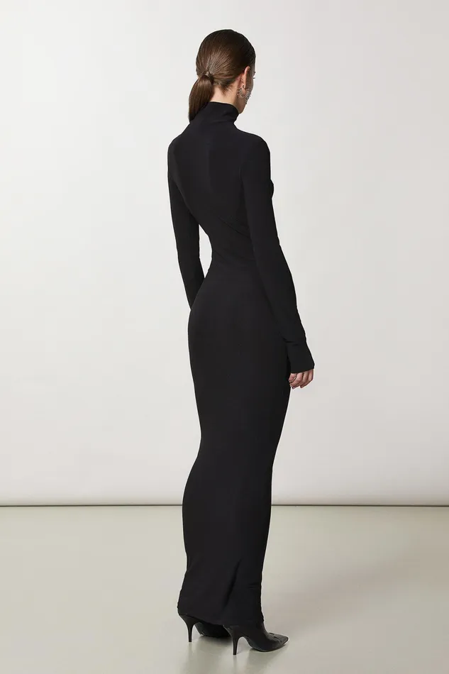 Long Women Patrizia Pepe Crepe Jersey Dress Nero