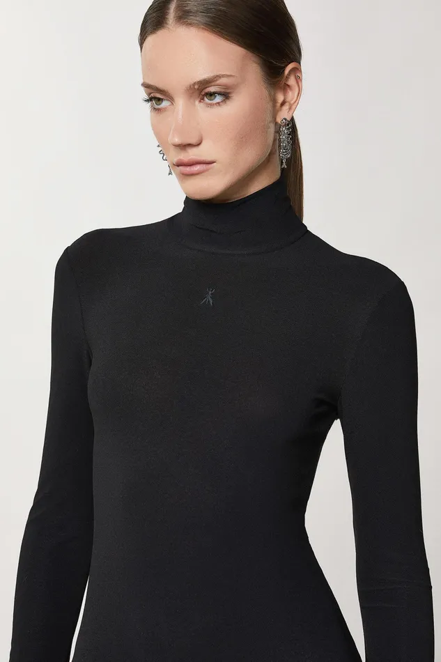Long Women Patrizia Pepe Crepe Jersey Dress Nero