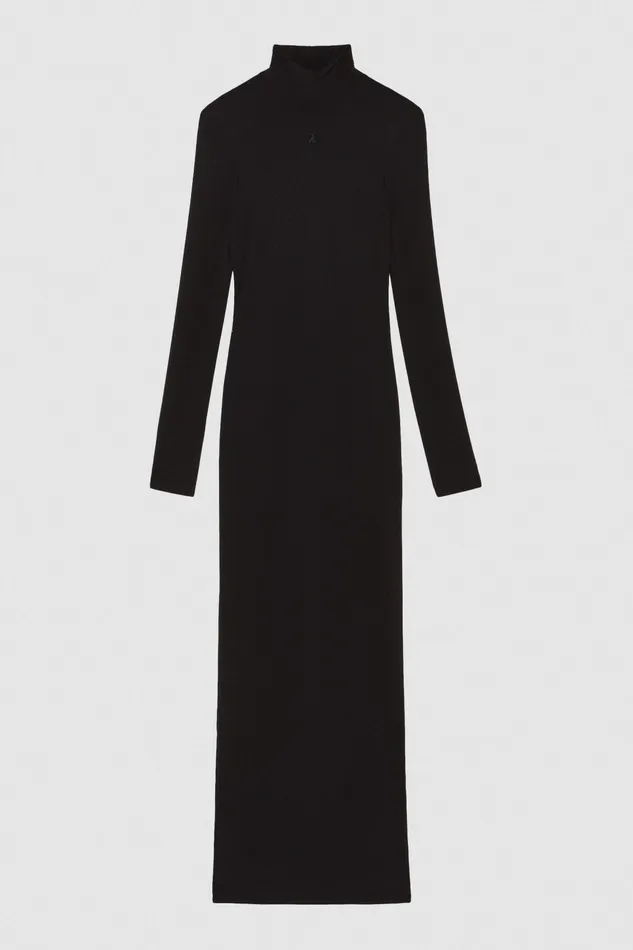 Long Women Patrizia Pepe Crepe Jersey Dress Nero