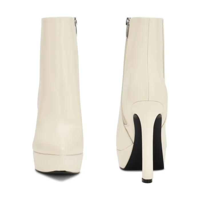 Loraa Platform Booties Chic Cream Women Nine West Boots and Booties