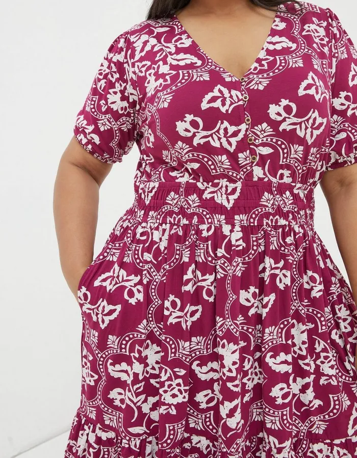 Lottie Wallpaper Jersey Dress Plum Women FatFace Dresses