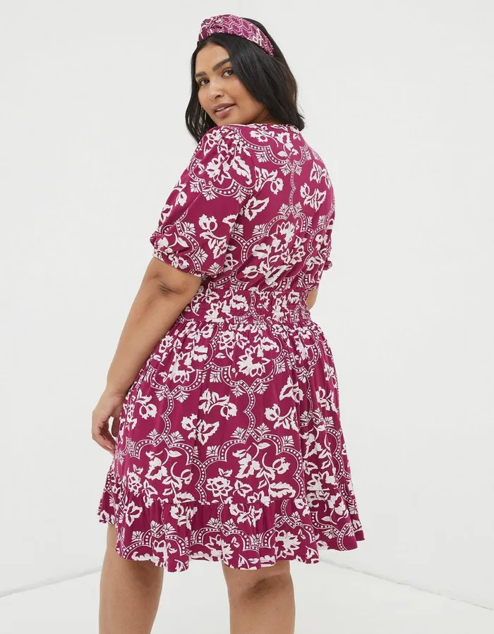 Lottie Wallpaper Jersey Dress Plum Women FatFace Dresses